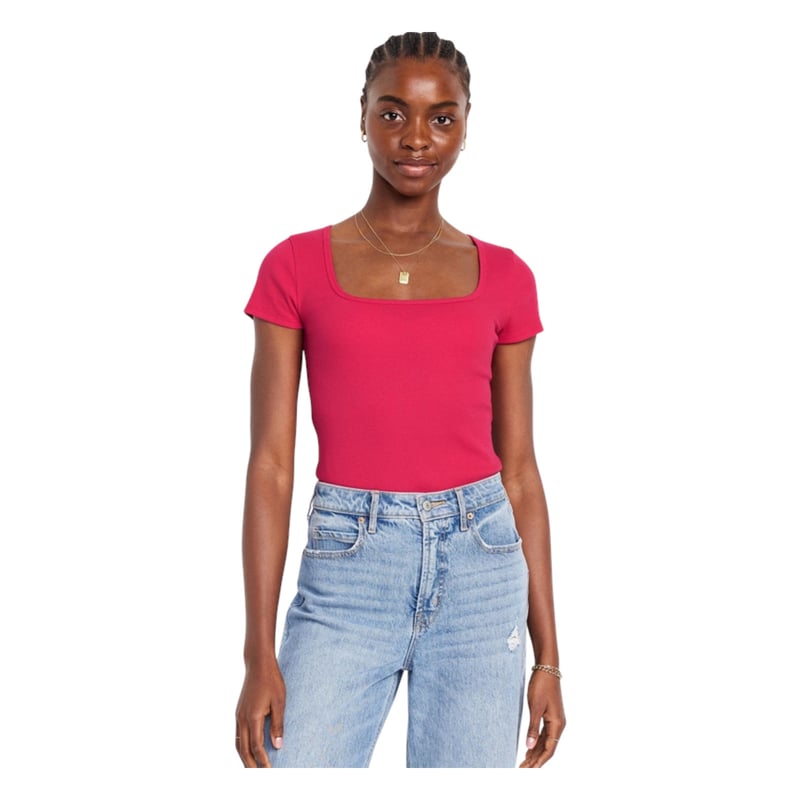 OLD NAVY Polera Manga Corta Ajustada Mujer Rosado falabella