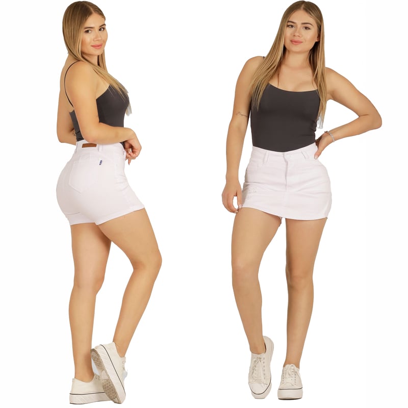 MD - Falda Short Full Push Up Levanta Cola Corte Colombiano Tiro Alto