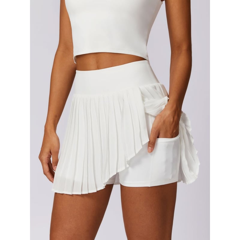 RURUTOTO - Traje Deportivo Gym Yoga Top Y Falda tenis Para Mujer Negro