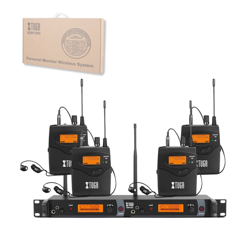 GENERICO - Sistema monitoreo in ear (doble) Xtuga IEM1200 + 04 bodypack