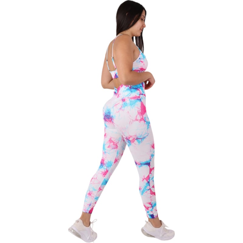 GENERICO - Conjunto Largo Peto y Calza Tiro Alto Tie dye Claro