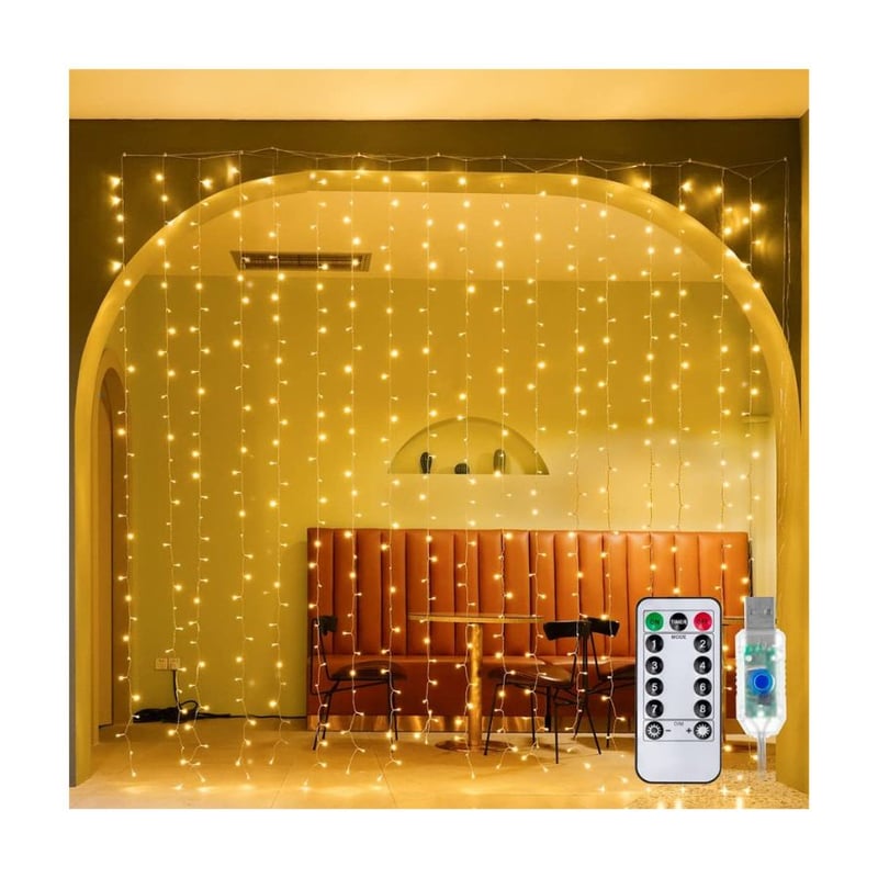 GENERICO Cortina De Luces Led Para Decoración Navidad Amarillo