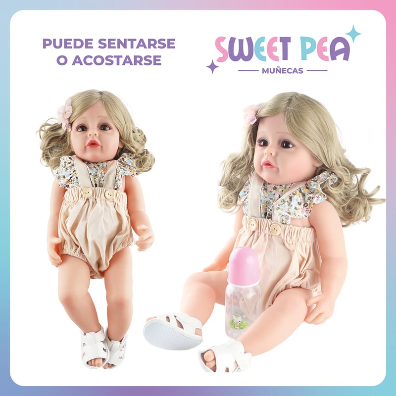 SWEET PEA Bebe Reborn Candy Muneca Sweet Pea Realista Silicona 55 Cm falabella