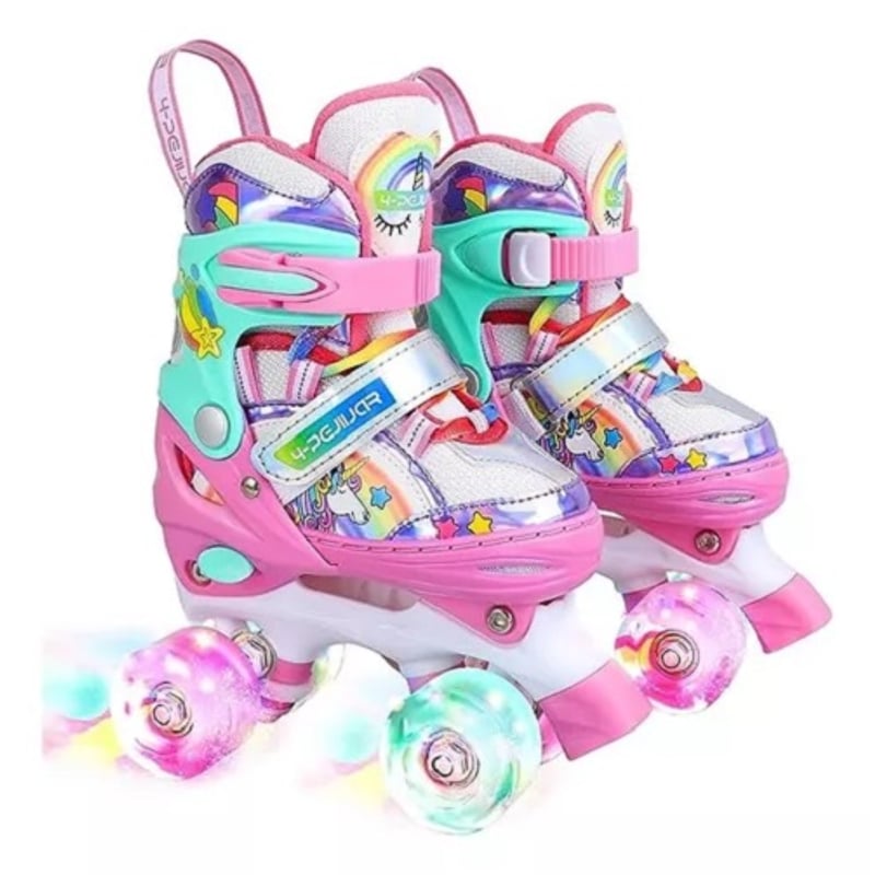 UNIBAG Kit Patines Niña Principiante Led Con Protecciones 4 Ruedas ...