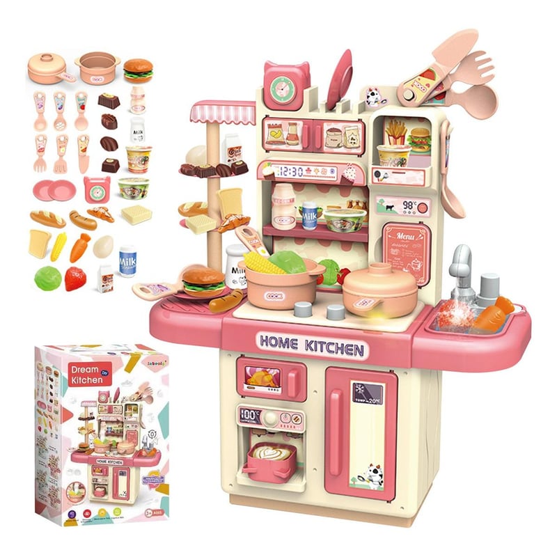 GENERICO Cocina de Juguete Rosada con 32 Accesorios para Ninos falabella