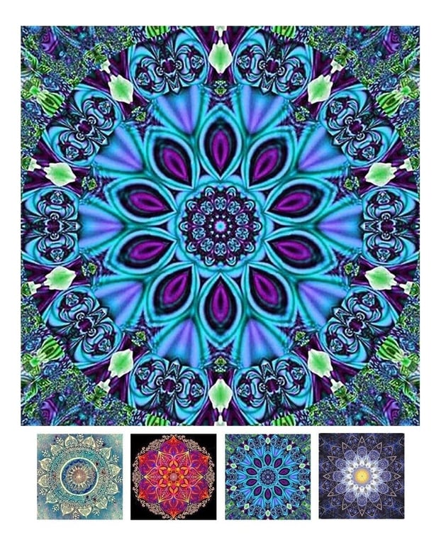 Kit De Pintura Con Diamantes Mandala Colorido 30x30 Cm - Incluye Lienzo, Diamantes Y Herramientas, Arte Relajante Para Adultos