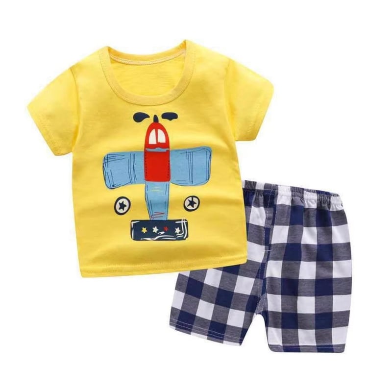 KIVARA - Conjunto Short y Polera Algodon Verano Niño Avion