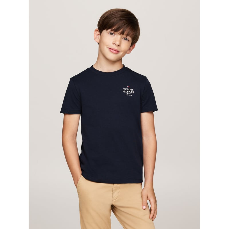 TOMMY HILFIGER - Polera De Niño Con Logo Gráfico Azul Tommy Hilfiger