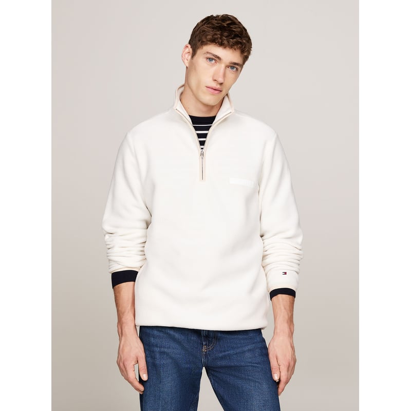 TOMMY HILFIGER - Polerón Con Cuello Y Con Media Cremallera Blanco Tommy Hilfiger