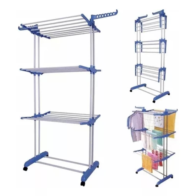 GENERICO - Tendedero Organizador Colgador Ropa Plegable 3 Niveles