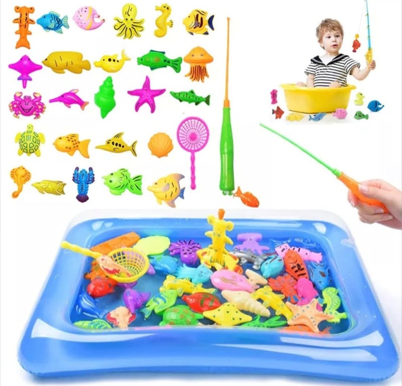 Symiu Juego De Pesca Magnético De Madera – 10 Peces Y Orugas, Juguete Montessori 3 En 1 Para Niños De 2 A 5 Años