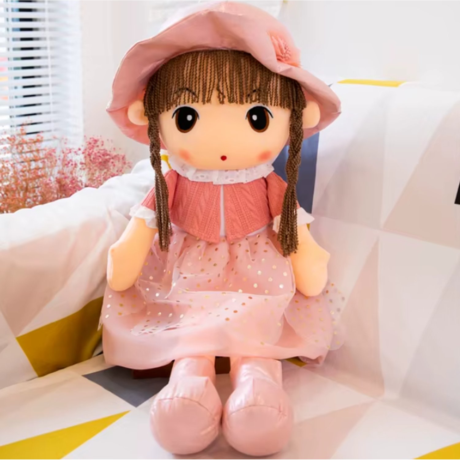 GENERICO Muneca Pepona Muneca De Trapo Vestido Rosa 45cm falabella