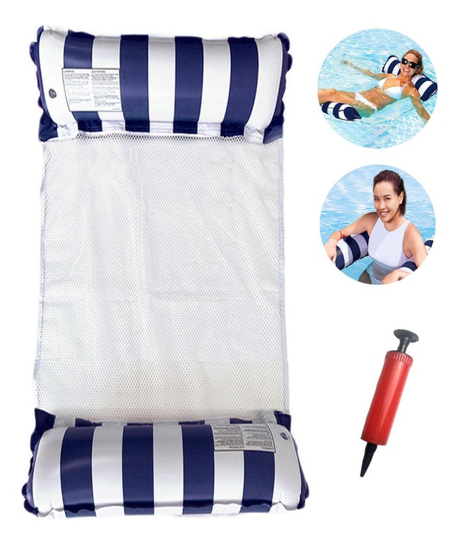 Hamaca Inflable 4 En 1 Para Piscina – Cama De Agua Con Cojines, Flotador De Malla Para Adultos Y Niños, Capacidad 150 Kg