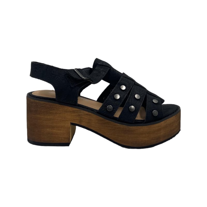 PAND G - Sandalia Negra Tachas Plataforma