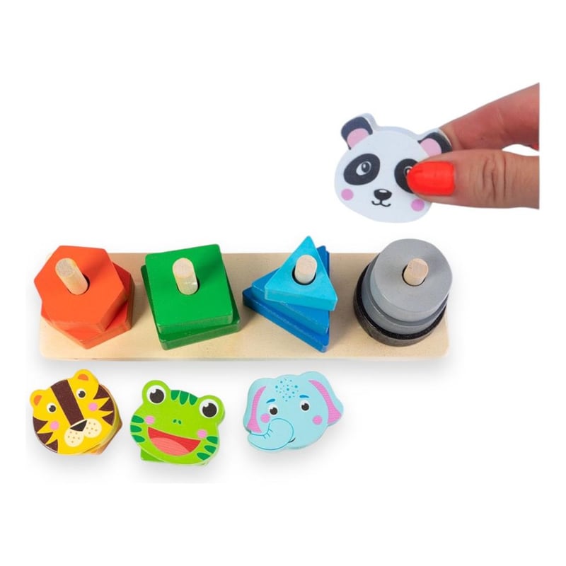 GENERICO Bloques de Madera Montessori de Animales y Figuras Geometricas falabella