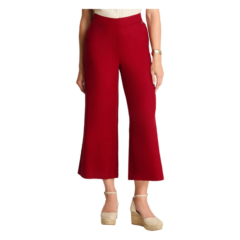 CURVI - Pantalón Palazzo Medio Elástico Rojo