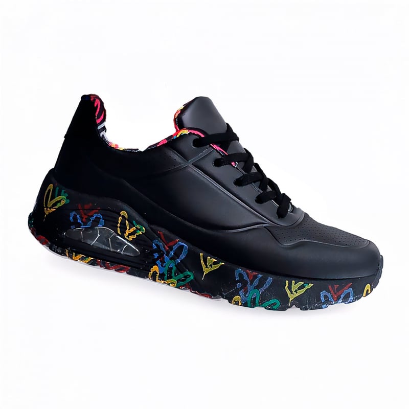 PAND G - Zapatillas Negras Urbanas Casual con Corazones tallas 36 al 41 7627