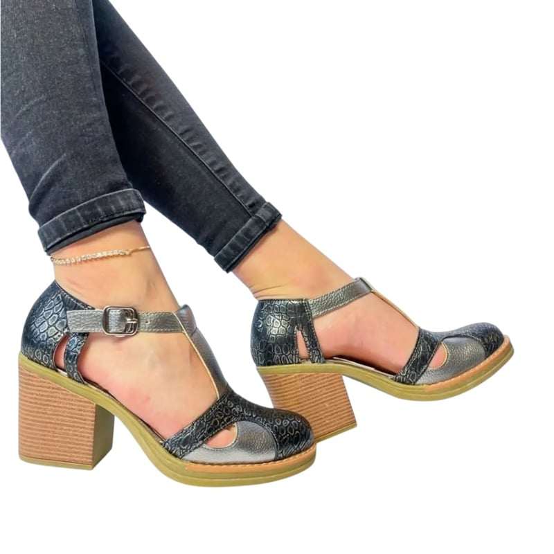 PAND G - Zapato Negro Abierto Mujer