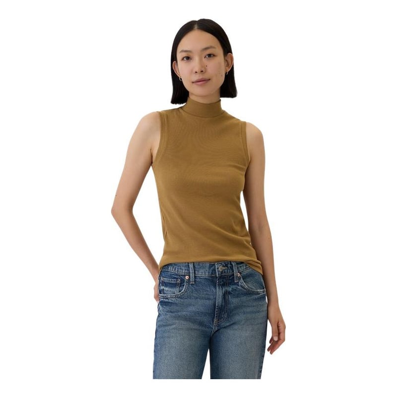 GAP - Polera Cuello Alto Sin Manga Mujer Café