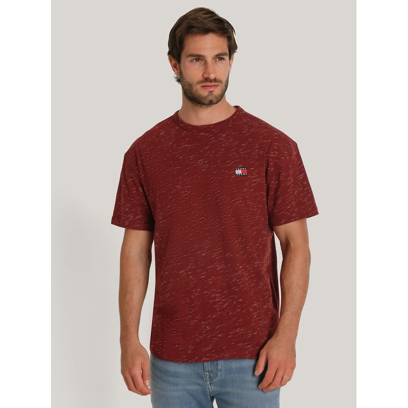 TOMMY HILFIGER - Polera Jaspeada Con Logo Regular Fit Burdeo Tommy Hilfiger