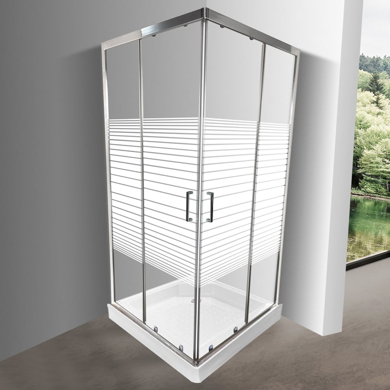 JOYTEK - Shower Door Elegant Joytek Líneas Rectas con Receptáculo 90x90 cm