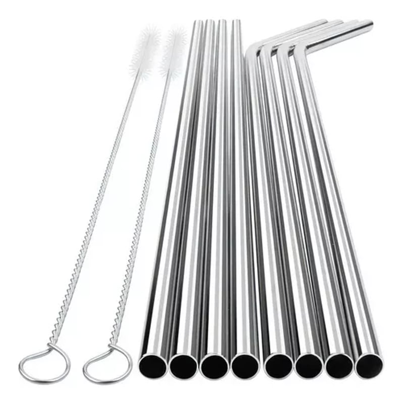 GENERICO - Set de bombillas de acero inoxidable 8 unidades + 2 cepillos