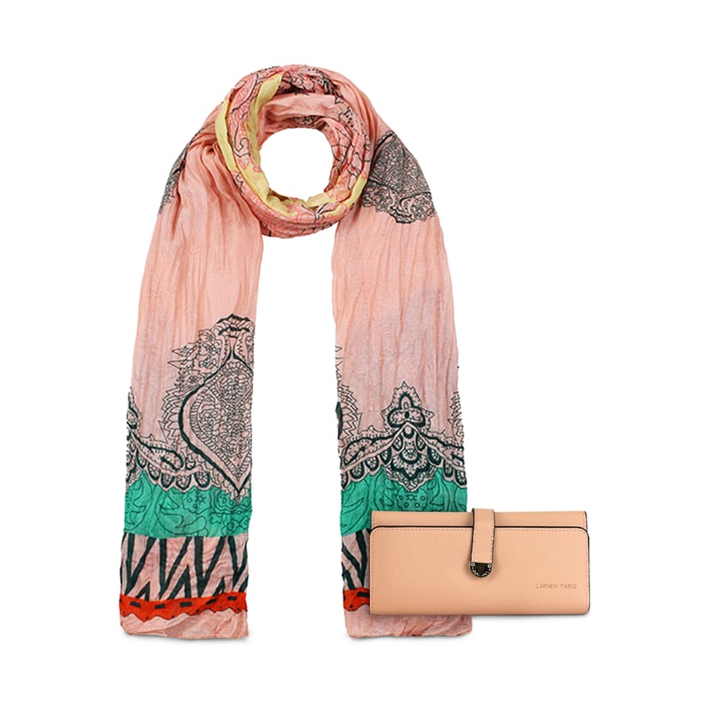 CARVEN - Pack Billetera Nápoles rosa + Pañuelo Alcala coral Carven