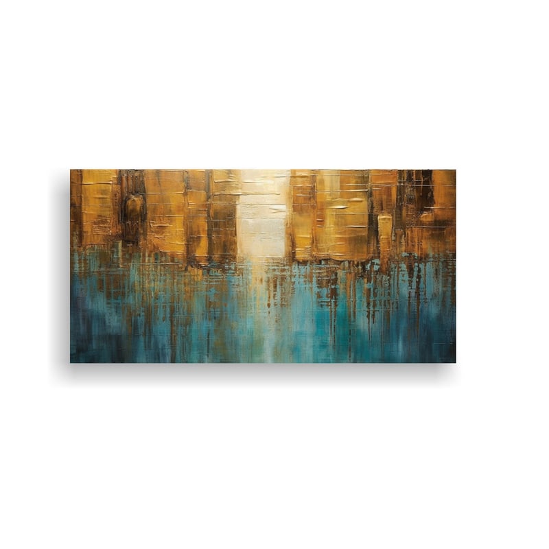 GENERICO - Cuadro Azul Con Amarillo Y Marrón Para 80x40 Cm