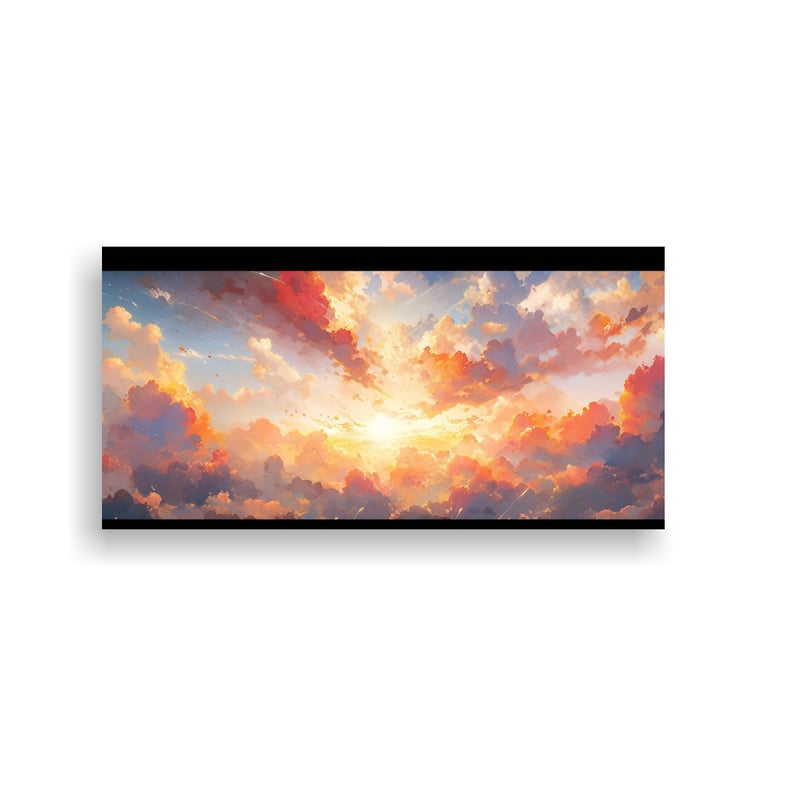 GENERICO - Cuadro Acuarela Paisajes Cielo Arcoíris 60x30 Cm