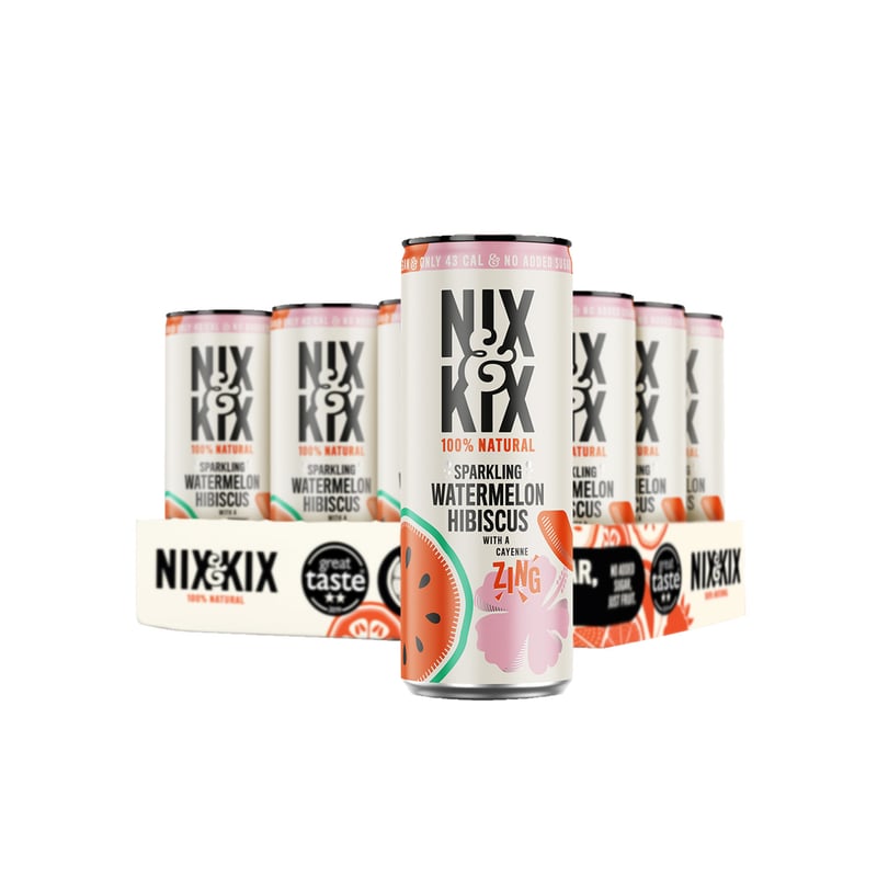 NIX & KIX - Agua Saborizada Sandía y Hibisco Nix & Kix - 24 x 250 ml