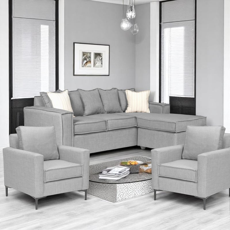 SITIAL HOME - Living 311Lehmann Gris claro Seccional + 2 poltronas resortes