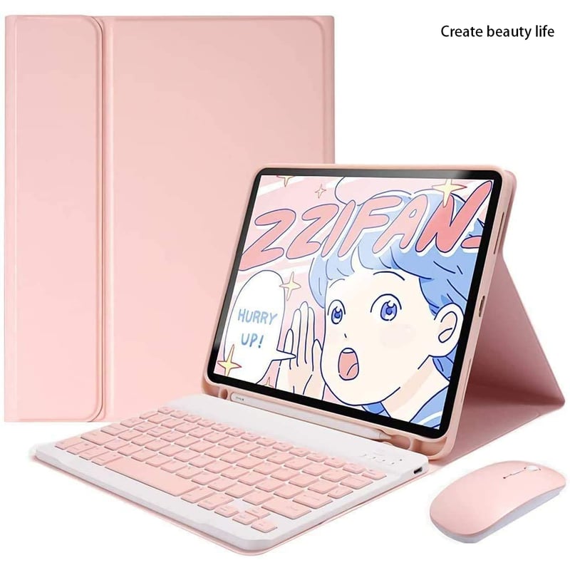 PUREPOWER - Funda con teclado y mouse para Galaxy Tab S6 Lite - Rosado