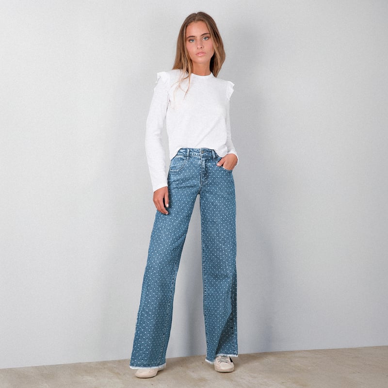 RAINDOOR - Pantalón Laser Rombos Azul Straight Mujer Raindoor