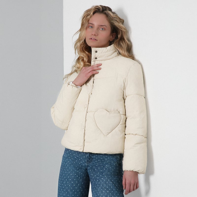 RAINDOOR - Puffa Bolsillo Corazón Beige Mujer Raindoor