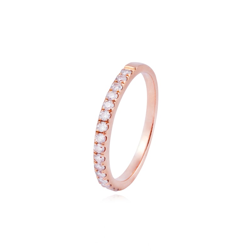 JB JOYAS BARON - Anillo Compromiso de Oro de 18kt Medio cintillo 22 puntos de diamante