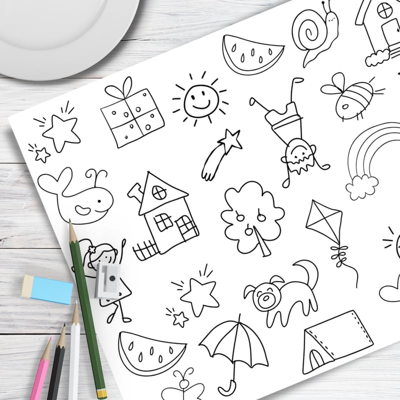 LAFANTINA - INDIVIDUALES DE PAPEL REUTILIZABLES EN BLANCO Y NEGRO PARA PINTAR