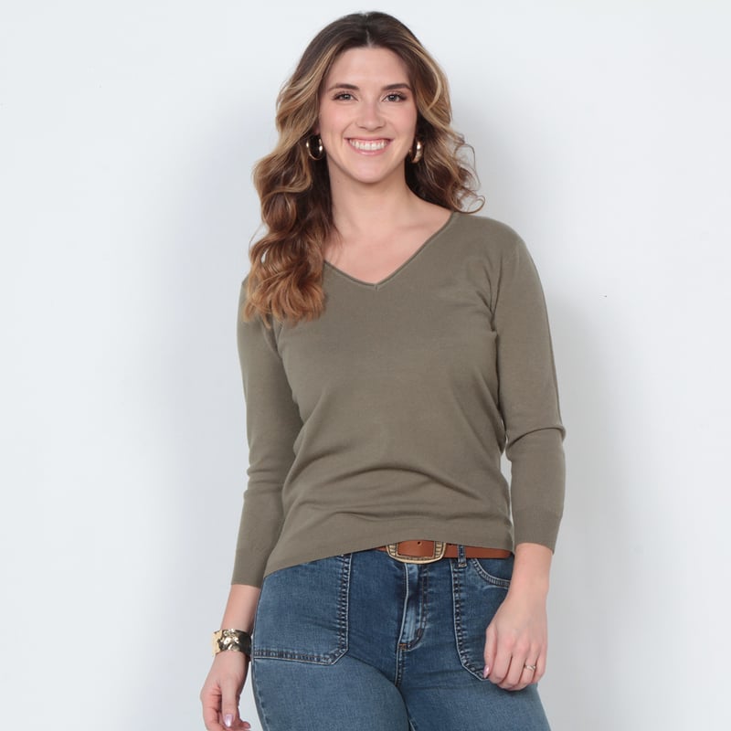WADOS - SWEATER MANGA 3/4 SOLIDO ESCOTE V