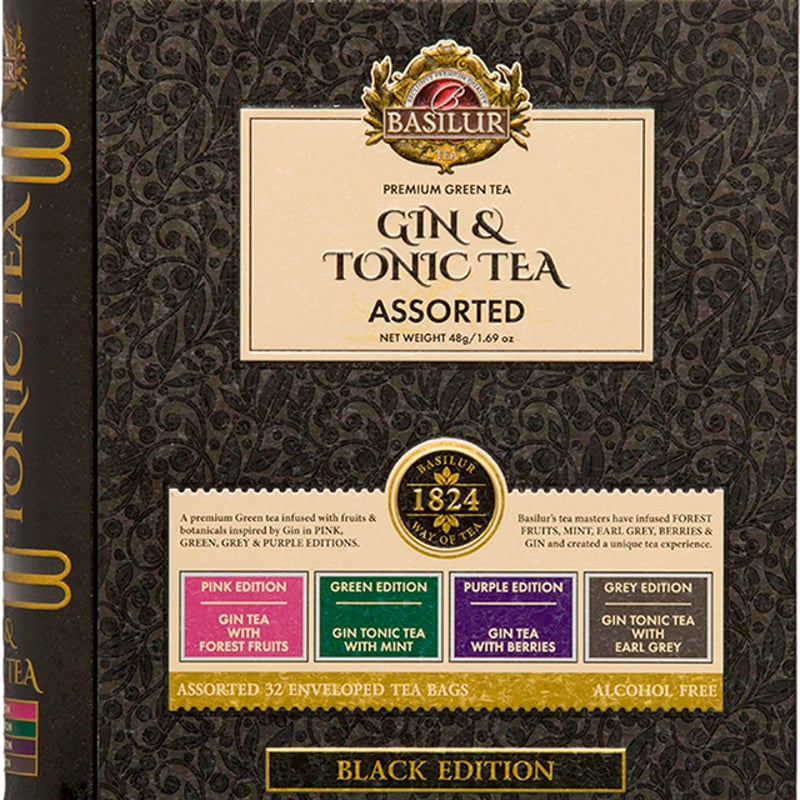 BASILUR - Te Verde Negro Surtido Libro Gintonic Negro 32 Bolsas