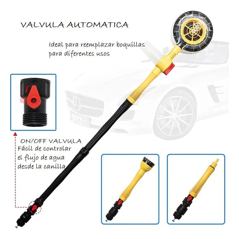 MOVI - Cepillo giratorio 360 para lavado de autos con conexión agua