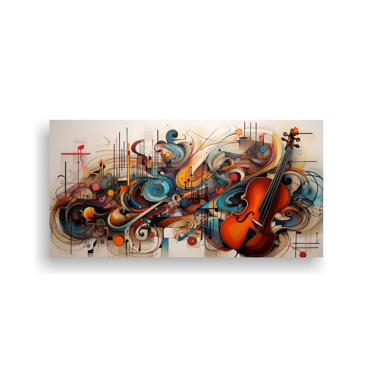 GENERICO - Cuadro Armonía De Colores Con Notas Musicales 60x30 Cm