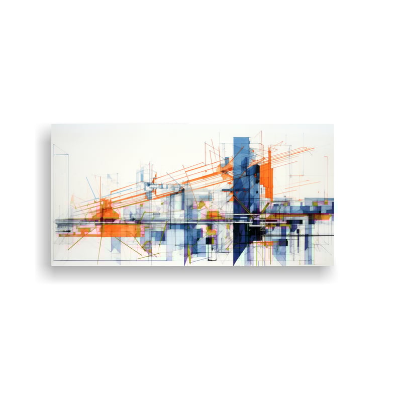 GENERICO - Cuadro De Movimiento Para Sala Con Naranja E 80x40 Cm