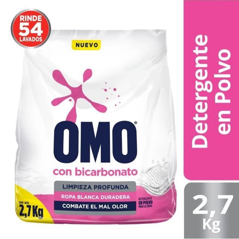 OMO - Detergente Omo Con Bicarbonato En Polvo 2.7 Kg Ropa Blanca