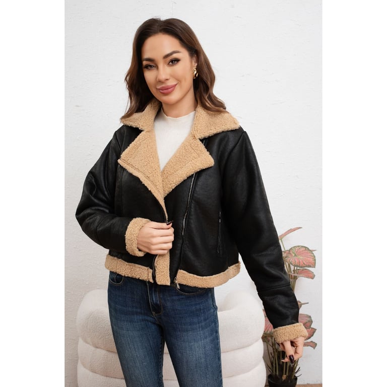 Chaqueta Corta Piel De Cordero Negra