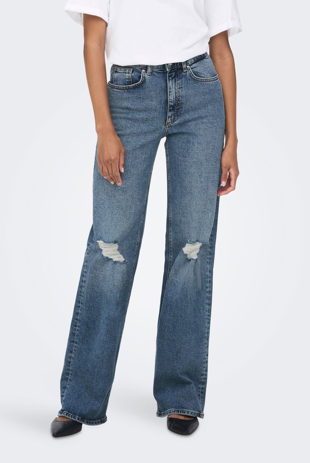 Jean Skinny Femme ONLY - Taille Basse, Effet Usé, Coupe Ajustée Et Stretch