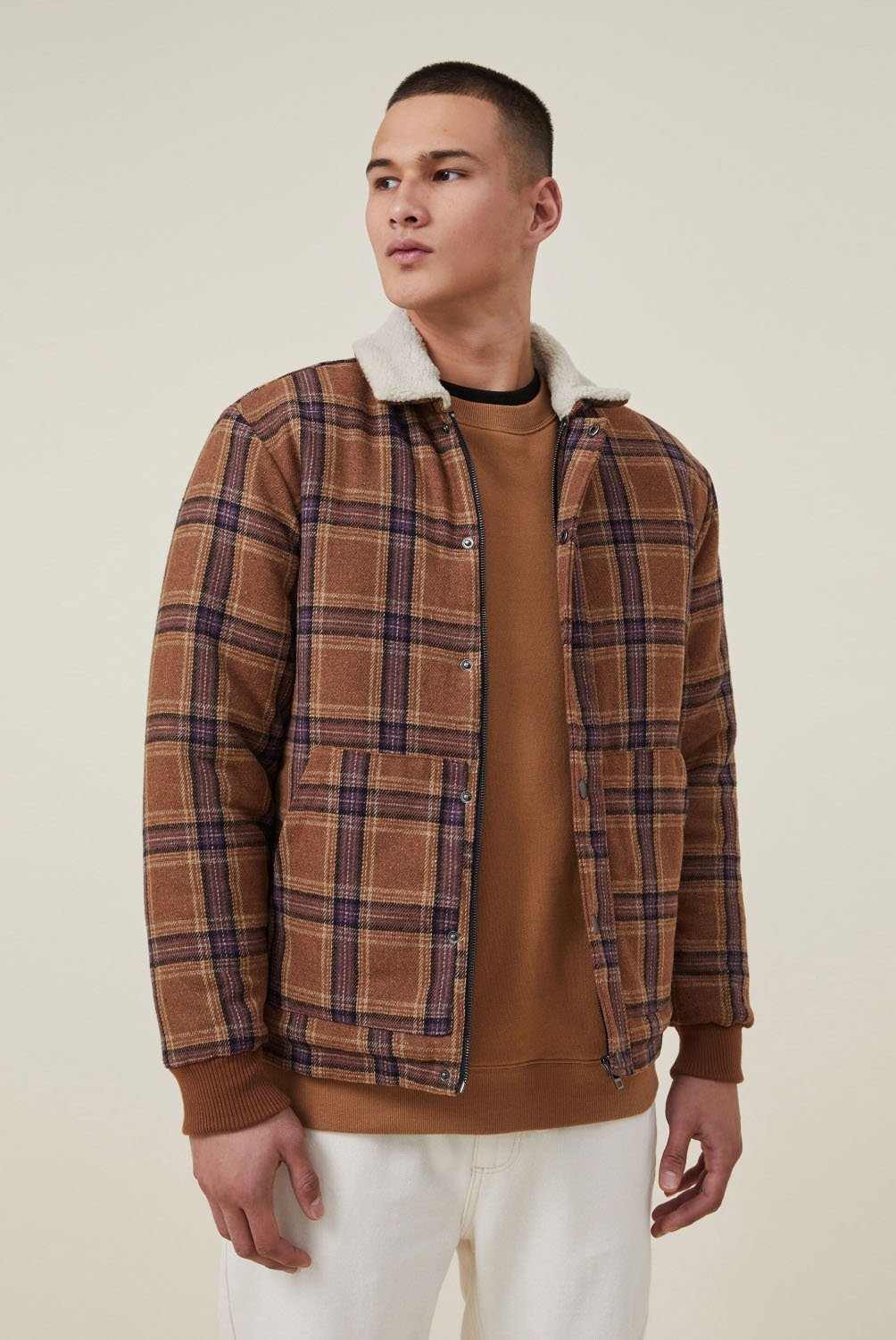 COTTON ON Bomber Chaqueta Cuello Chiporro Hombre Cotton On falabella