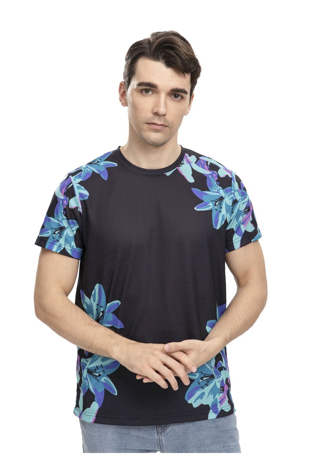 FASHION'S PARK - Polera Deportiva Sustentable Full Print Hombre Neg