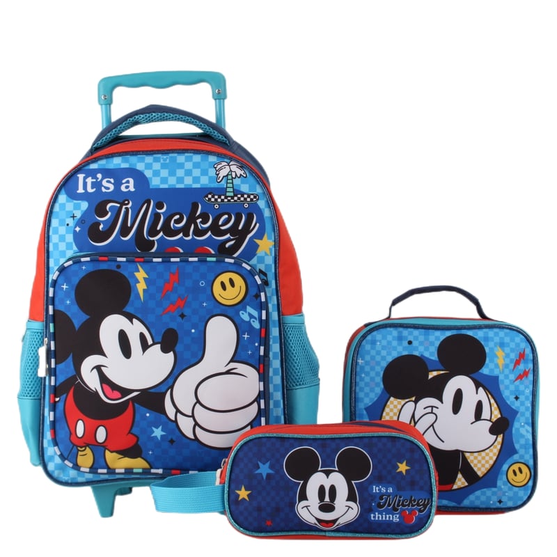 MICKEY MOUSE Mochila Con Ruedas Lonchera Estuche Unisex Mickey Mouse falabella