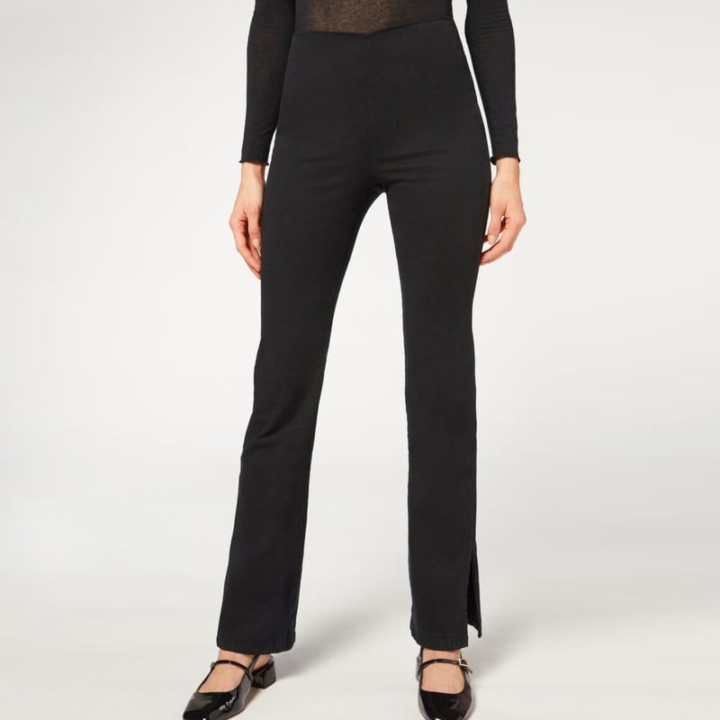 CALZEDONIA Calzedonia Leggings Acampanados de Cintura Alta en Denim con Abertura Mujer falabella