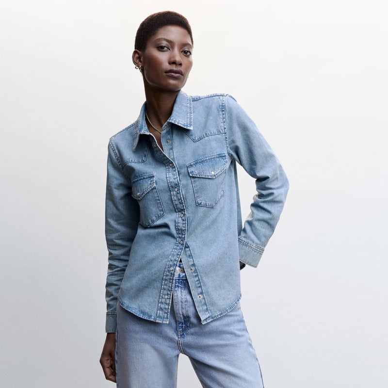 MANGO Mango Camisa Vaquera Bolsillos Mujer falabella
