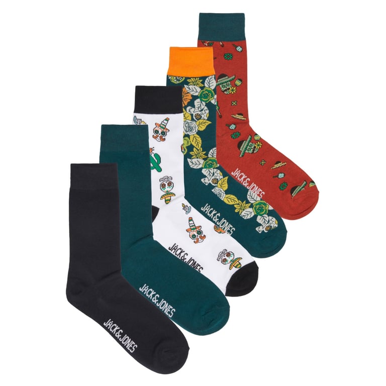 Pack De 5 Calcetines JACK & JONES - Diseño Logo, Colores Vibrantes, Talla única Hombre